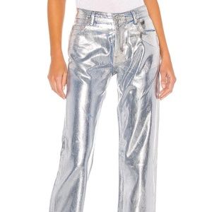 Free people Maggie Foil Jean in Silver Metallic